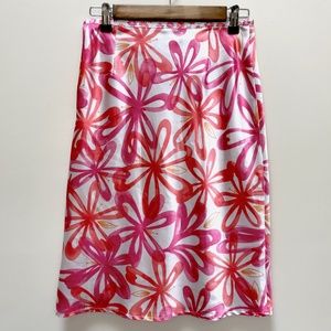 SPRING FLORAL PINK AND ORANGE SKIRT